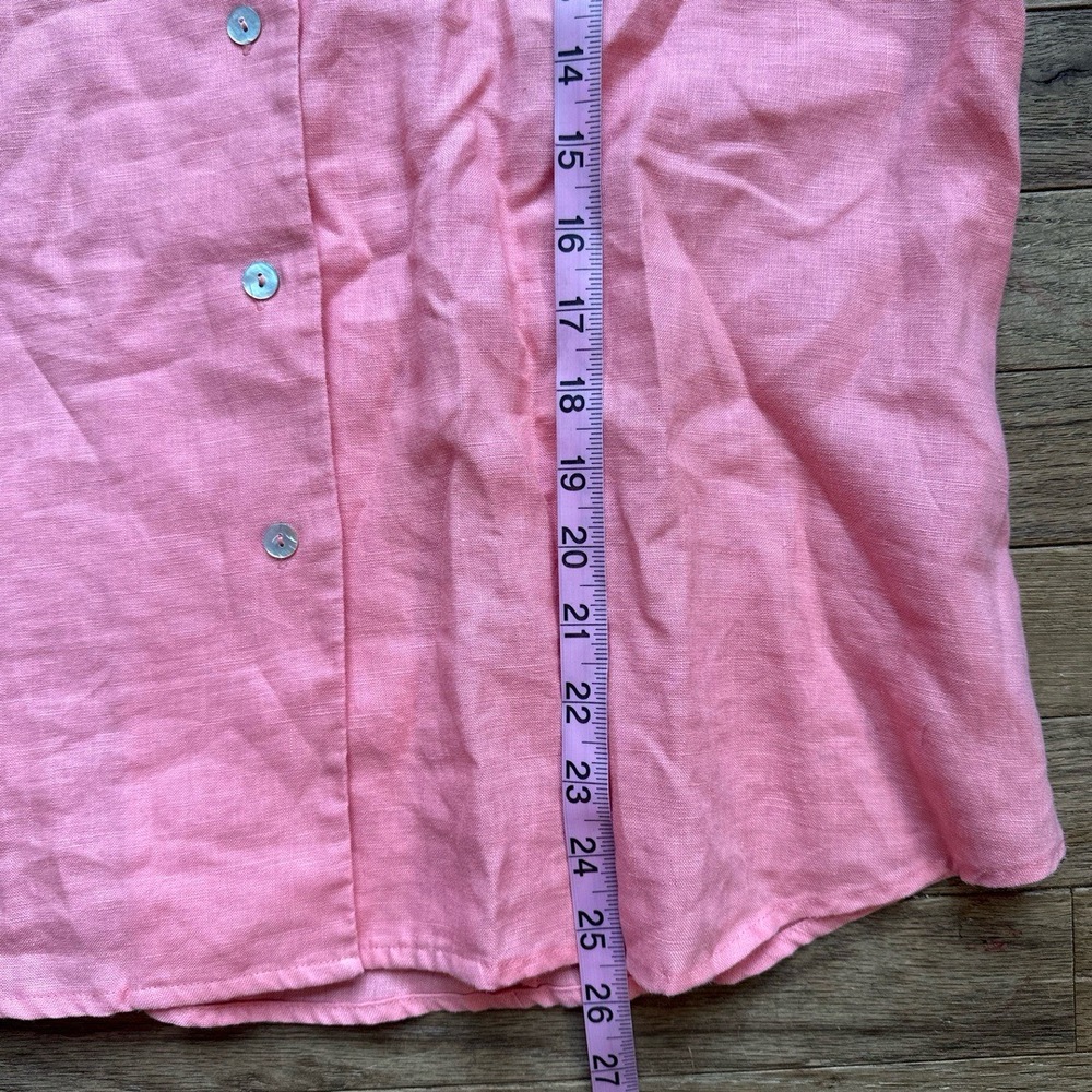 Edward Button Up Shirt Womens Large Embroidered Beaded 100% Linen Pink Vintage - Picture 6 of 7